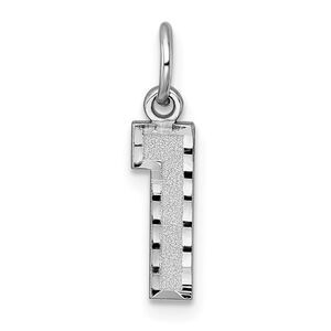 14k White Gold, Varsity Collection, Small D/C Pendant, Number 1